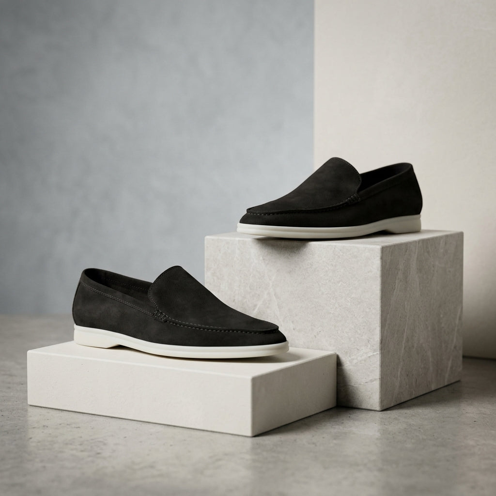 Summer Walk Suede Leather Loafer Black 4001