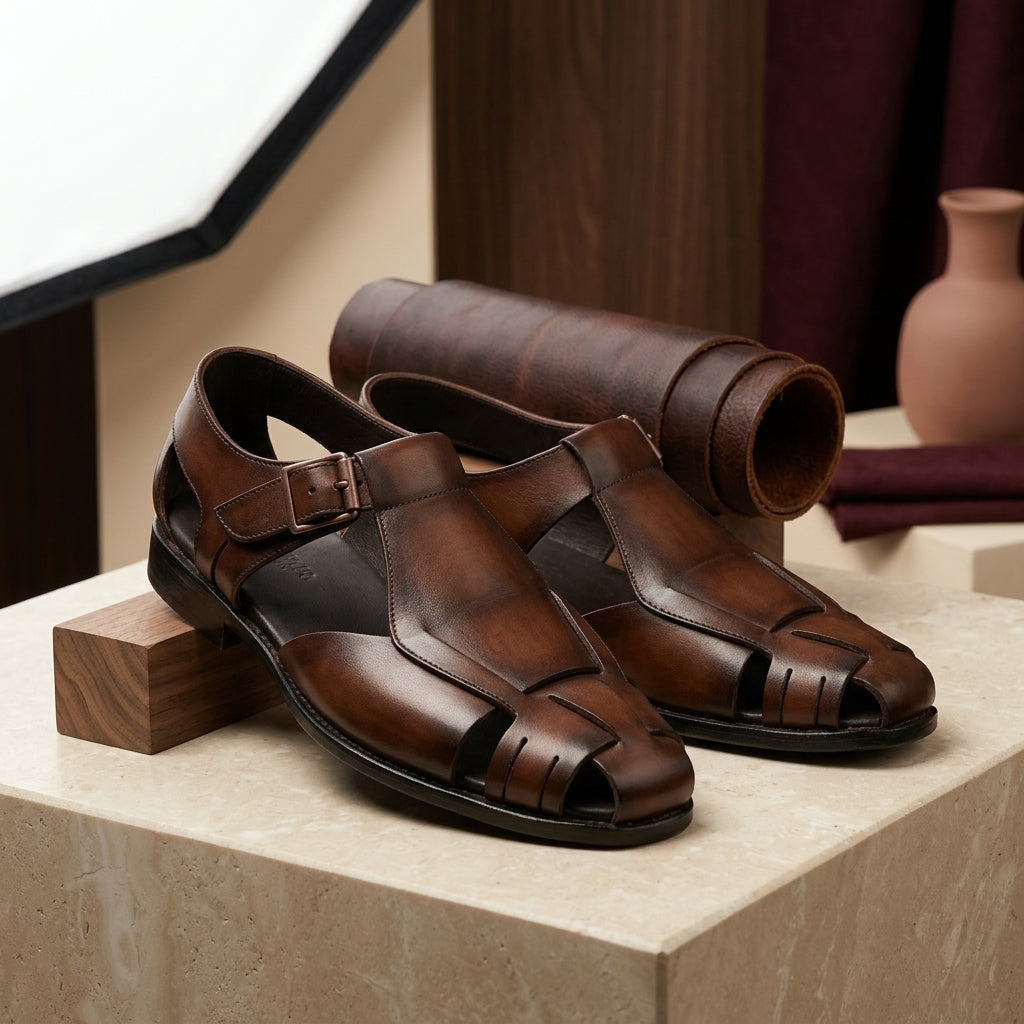 Elegant Cut Leather sole Brown-1006