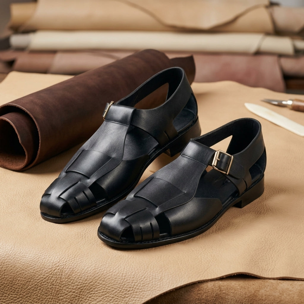 Elegant Cut leather sole Black-1006