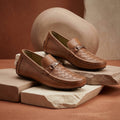 Leather paroi with buckle tan-1162