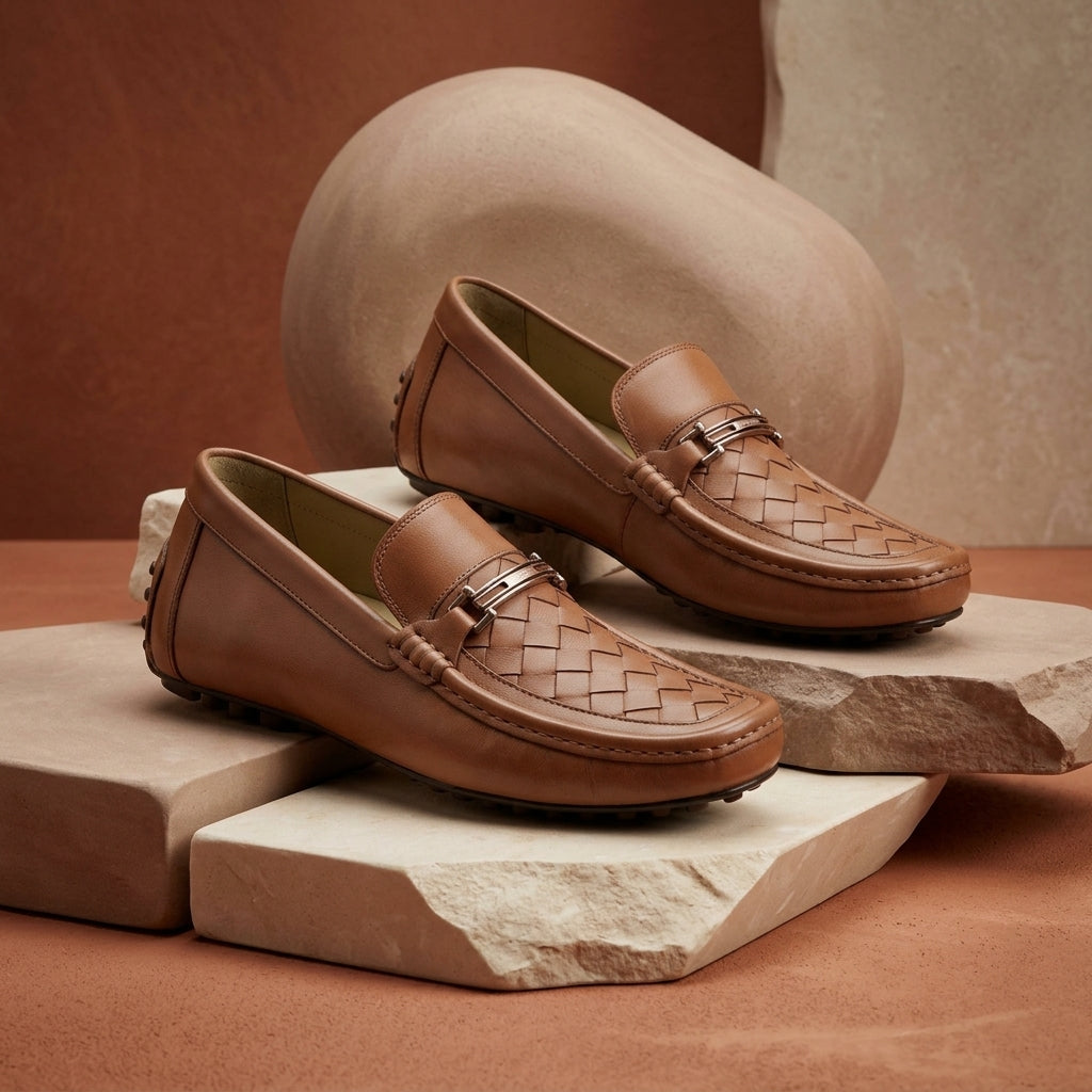 Leather paroi with buckle tan-1162