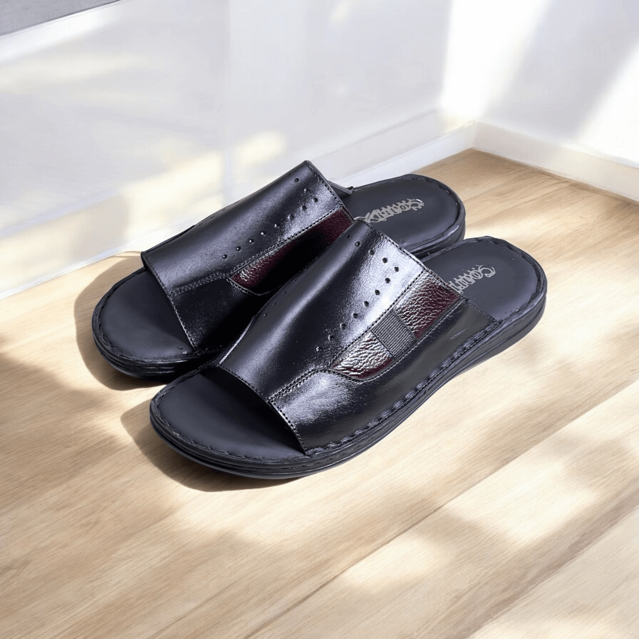 black with mahroon slipper 3012