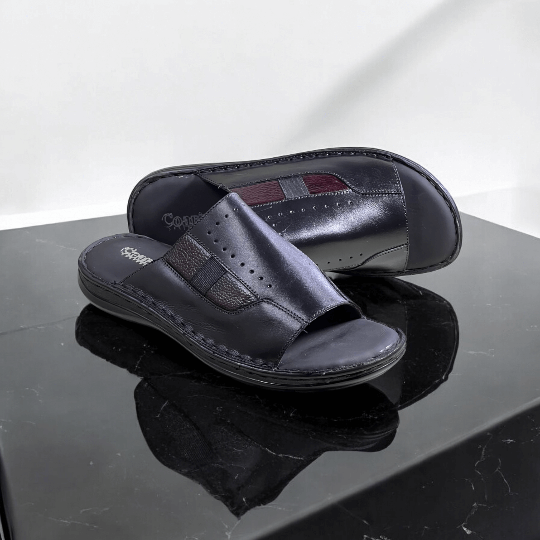 black with mahroon slipper 3012