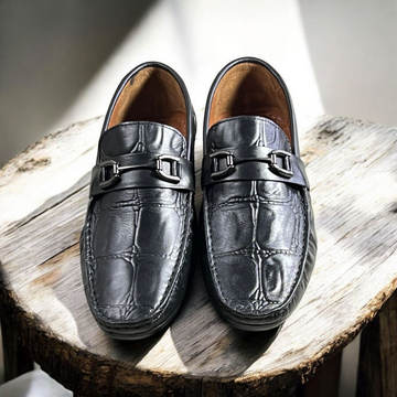 BLK leather Loafers-5017