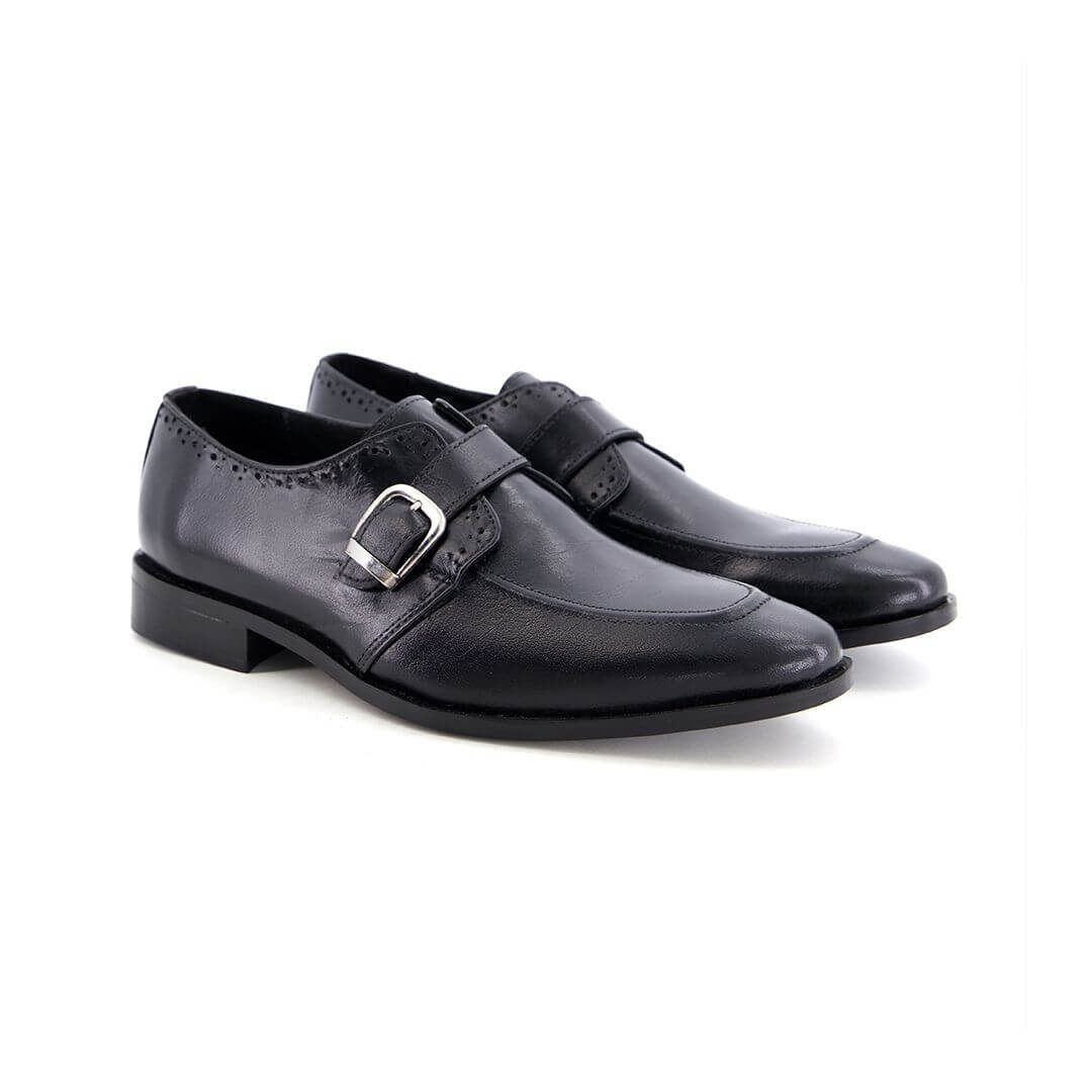 Royal Classic with monk – Blk001 - Premium black leather