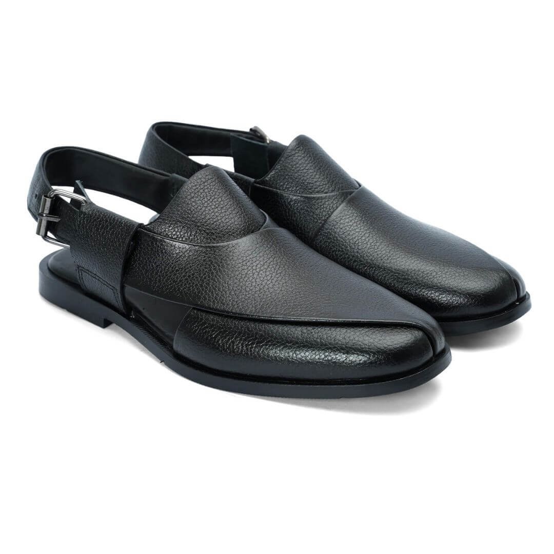 Royal Pashwari BLK-1004 by Coarix Leather – handcrafted black Peshawari sandals made from premium cow leather