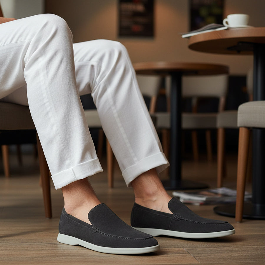 Summer Walk Suede Leather Black Loafer 4001