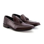 Stylish brown 014 - Premium brown leather moccasins with crocodile print