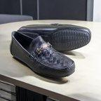 Leather paroi with buckle black-1162