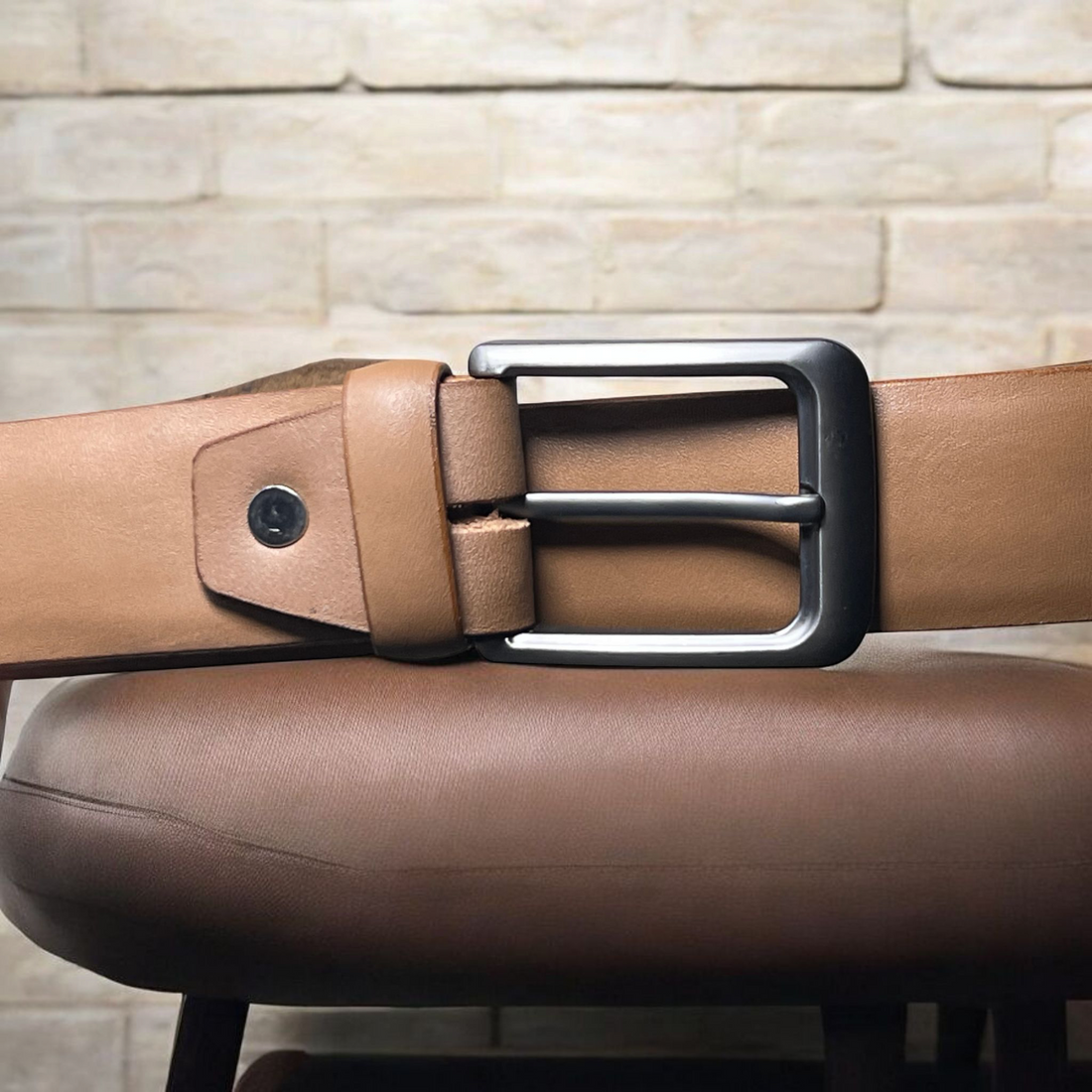 Leather Belt with Buckle tan-6503