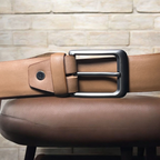 Leather Belt with Buckle tan-6503